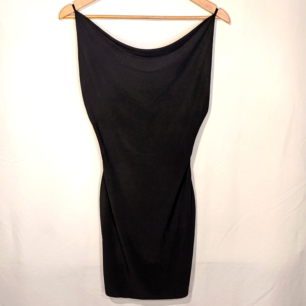 Little Black spaghetti strap backless cocktail mini dress